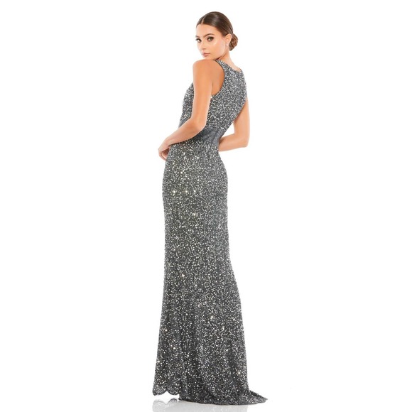 Mac Duggal Sequin V-Neck Empire-Waist Sleeveless Column Gown Size 4 NWOT - Picture 3 of 11